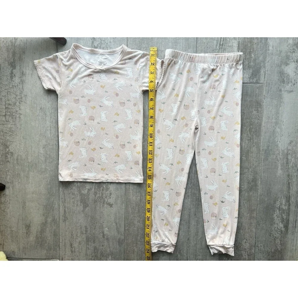 $45 MILKBERRY Pajamas Boutique Designer Bamboo 2 Piece Pjs Set Girls Easter 4T
